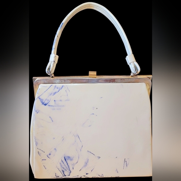 Vintage Patent Purse With Hand Painted Cherry Blossoms Signed "SM" - Picture 4 of 16